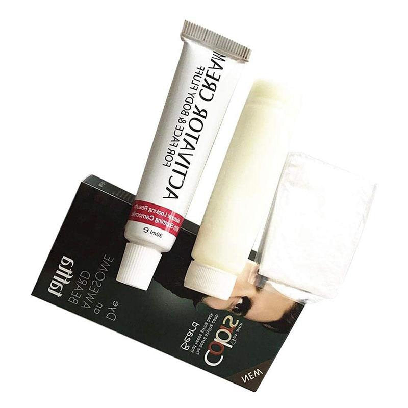 Men Beard Dye Cream Fast Color Natural Black Beard Tint Cream with 1 Pair of Disposable Gloves