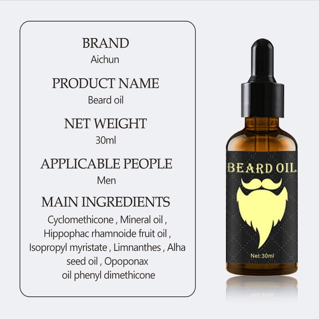 Natural Organic Beard Oil Hair loss Products Beard Care Essential Oil and Beard Growth Oil Men Beard Nourishing Enhancer