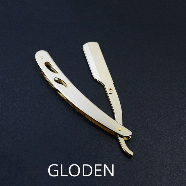 Vintage Straight Razor Foldable  Handle 420 Stainless Steel Shaving Beard Hair Cutting Eyebrow shaping
