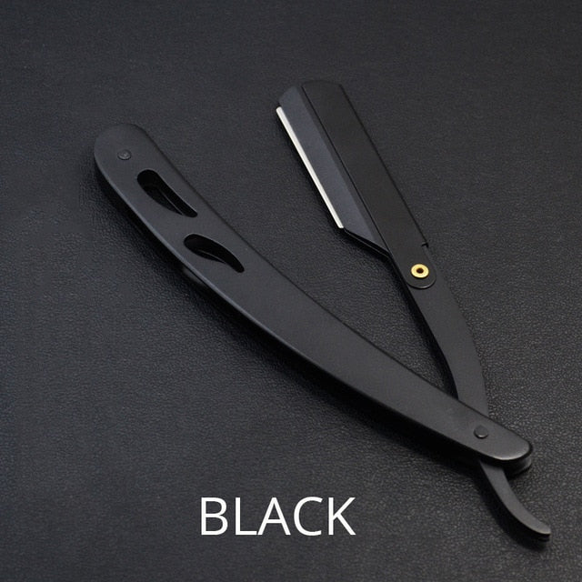 Vintage Straight Razor Foldable  Handle 420 Stainless Steel Shaving Beard Hair Cutting Eyebrow shaping