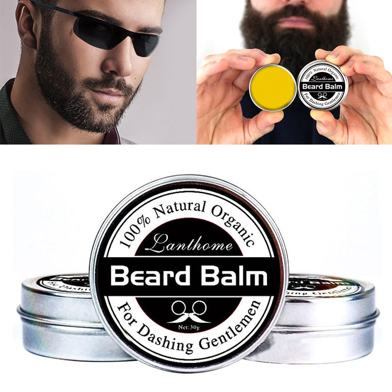 Professional Natural Organic Beard Oil Balm Moustache Wax Beard Growth Caring Smooth Styling Universal For Styling Salon TSLM2