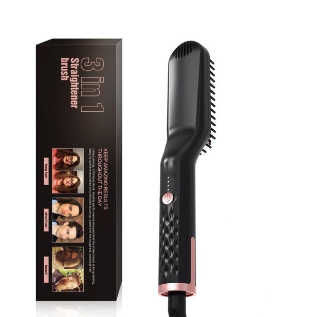 3 in1 Quick Heater Beard Straightener Hair Brush Ionic Electric Straightener Comb Multifunctional Hair Styling Tool Hot Comb