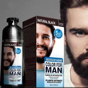 Mokeru natural long lasting 200ml permanent beard dye shampoo for men beard dying removal white grey beard hair