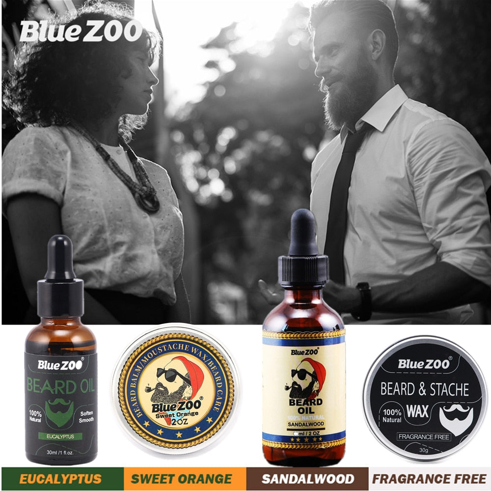 Natural Face Beard Styling Oil Beard Balm Moustache Wax Cream Oil Nourishing Smoothing Beard Growth Oil for Men Beard Care Kit
