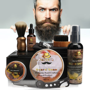 11 Pcs/set Beard Suit Beard Comb Brush Cream Shampoo Beard Styling Care Cleaning Kit Brush Balm Razor Care for Men Grooming Gift