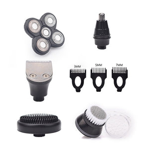 5 In 1 4D Men's Rechargeable Bald Head Electric Shaver 5 Floating Heads Beard Nose Ear Hair Trimmer Razor Clipper Facial Brush