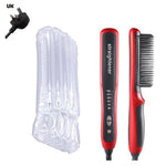 Anti Tatic Ceramic Straightening Hot Comb Hair Straightener iron Pro LCD Heating Electric Ionic Fast Safe Beard Straightener