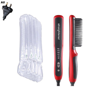 Anti Tatic Ceramic Straightening Hot Comb Hair Straightener iron Pro LCD Heating Electric Ionic Fast Safe Beard Straightener
