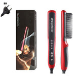 Anti Tatic Ceramic Straightening Hot Comb Hair Straightener iron Pro LCD Heating Electric Ionic Fast Safe Beard Straightener
