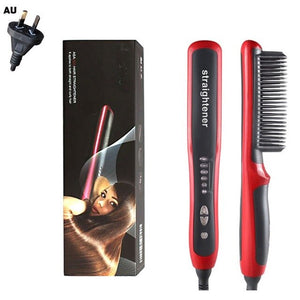Anti Tatic Ceramic Straightening Hot Comb Hair Straightener iron Pro LCD Heating Electric Ionic Fast Safe Beard Straightener