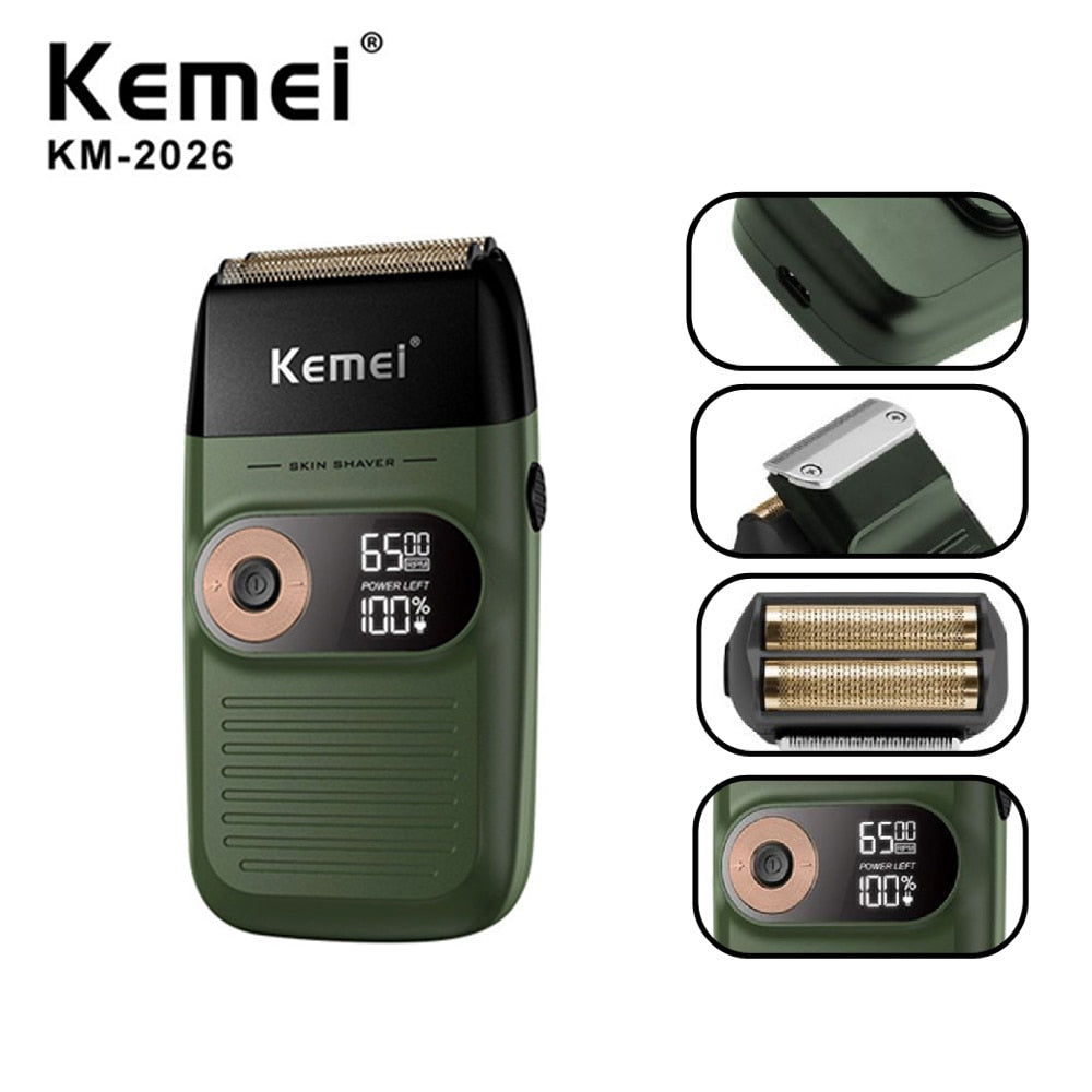 Kemei Electric Shaver for Men Twin Blade Reciprocating Cordless Razor Hair Beard USB Rechargeable Shaving Machine Barber Trimmer