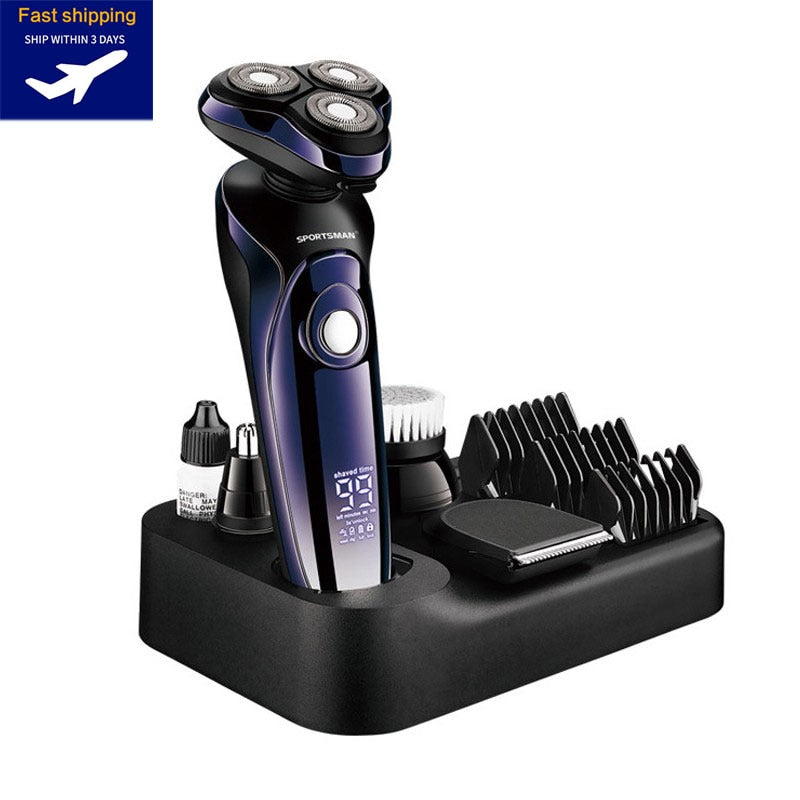 Wet dry 4D electric shaver for men beard hair trimmer electric razor rechargeable bald shaving machine LCD display grooming kit