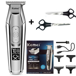 Kemei professional hair clipper beard trimmer men's hair trimmer LCD digital display 0mm cordless haircut electric razor 5