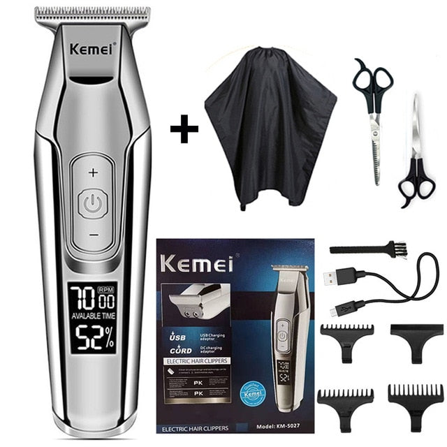 Kemei professional hair clipper beard trimmer men's hair trimmer LCD digital display 0mm cordless haircut electric razor 5