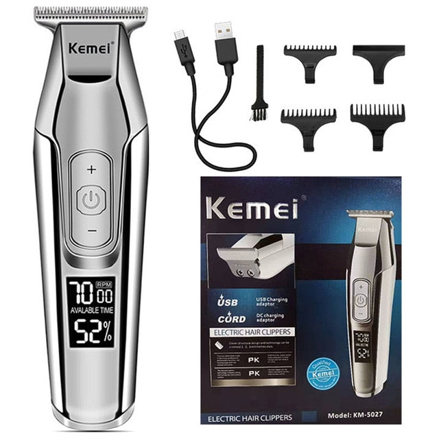 Kemei professional hair clipper beard trimmer men's hair trimmer LCD digital display 0mm cordless haircut electric razor 5