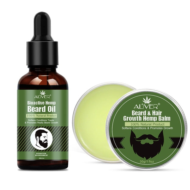 30ml Beard Growth Oil Natural Hemp Beard Essential Oil Beard Wax Balm for Men Beard Hair Grooming Anti-lossing Hair Serum